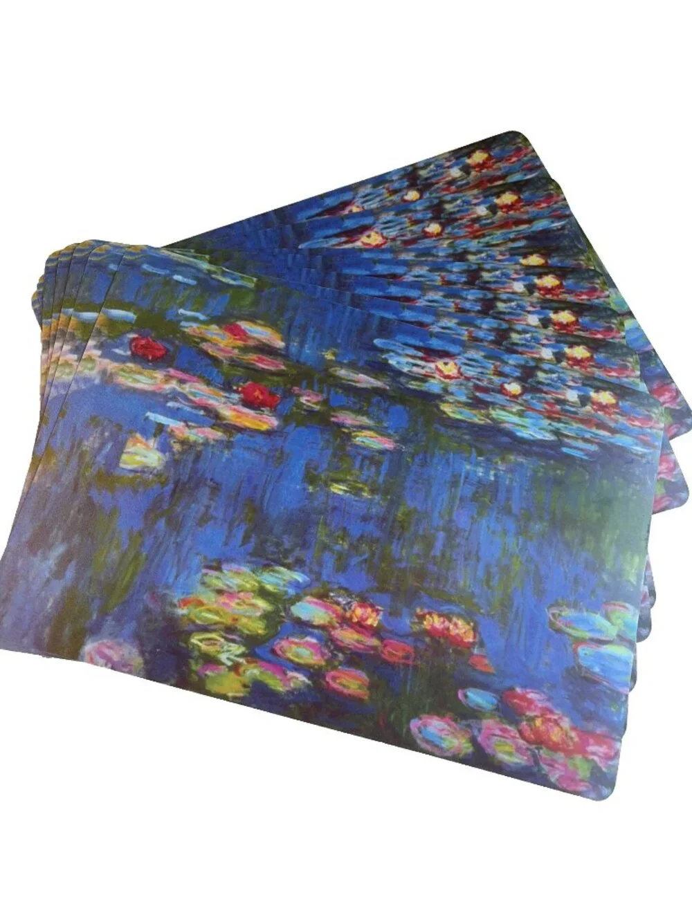 Claude Monet Nymphea Placemats Lot Of 8 Watercolor Waterlilies Vinyl Cartexpo